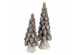 Hnědá dekorace vánoční stromek se šiškami Christmas Tree - Ø 8*24 cm