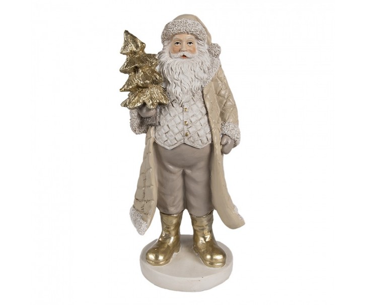Christmas Decoration Figurine Santa Claus 21 Cm Beige Plastic - 10*8*21 cm Clayre & Eef