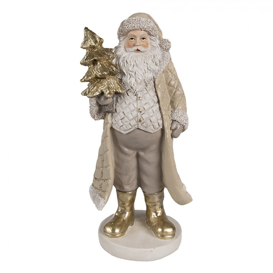 Christmas Decoration Figurine Santa Claus 21 Cm Beige Plastic - 10*8*21 cm