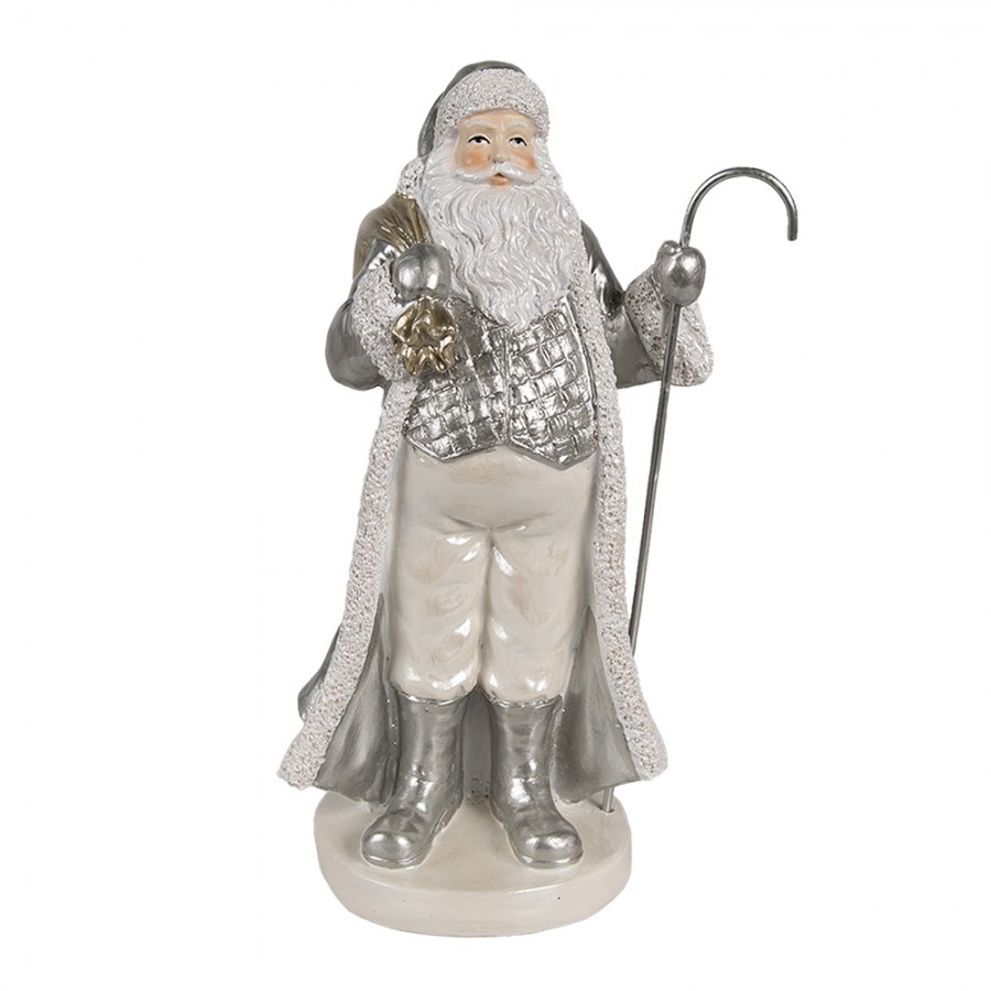 Christmas Decoration Figurine Santa Claus 20 Cm Silver Colored Plastic - 11*9*20 cm