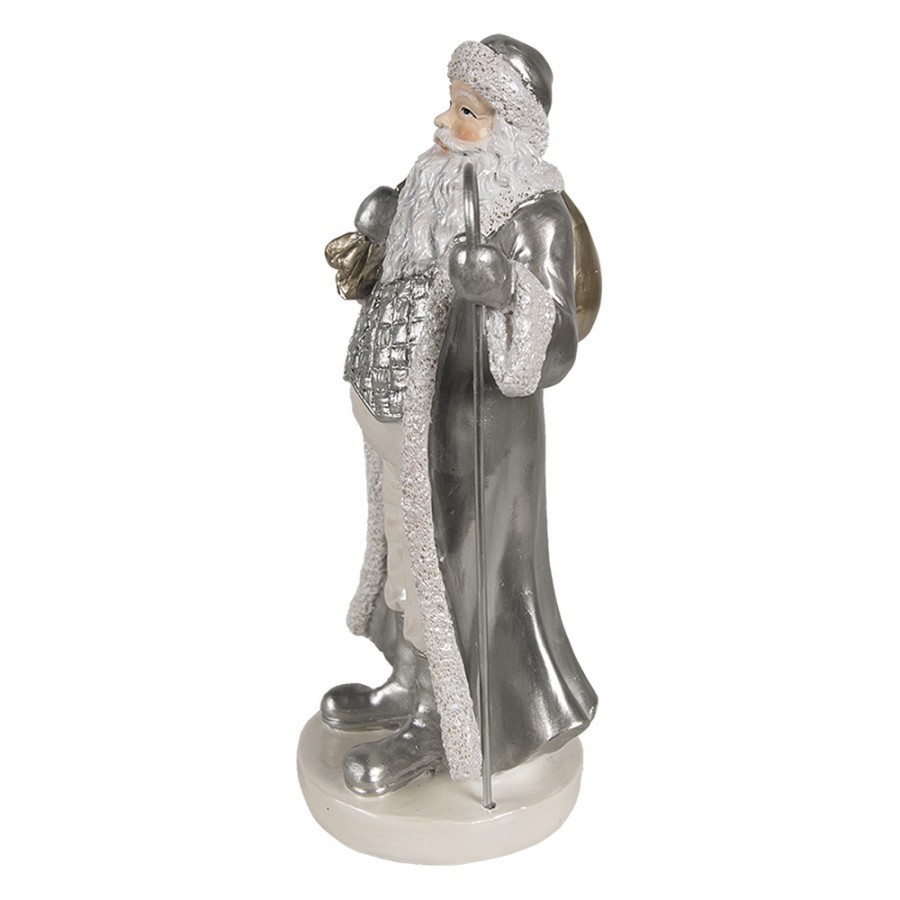 Christmas Decoration Figurine Santa Claus 20 Cm Silver Colored Plastic - 11*9*20 cm