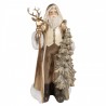 Zlatá dekorace Santa s holí s jelenem a nesoucí stromek - 25*18*50 cm