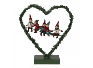 Christmas Decoration With LED Lighting Heart 26x9x28 Cm Green Metal Heart-Shaped - 28,00 cm