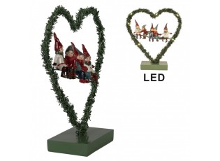 Christmas Decoration With LED Lighting Heart 26x9x28 Cm Green Metal Heart-Shaped - 28,00 cm