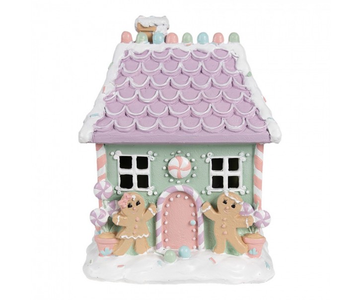 Zeleno-fialová perníková chaloupka Gingerbread House - 17*14*21 cm