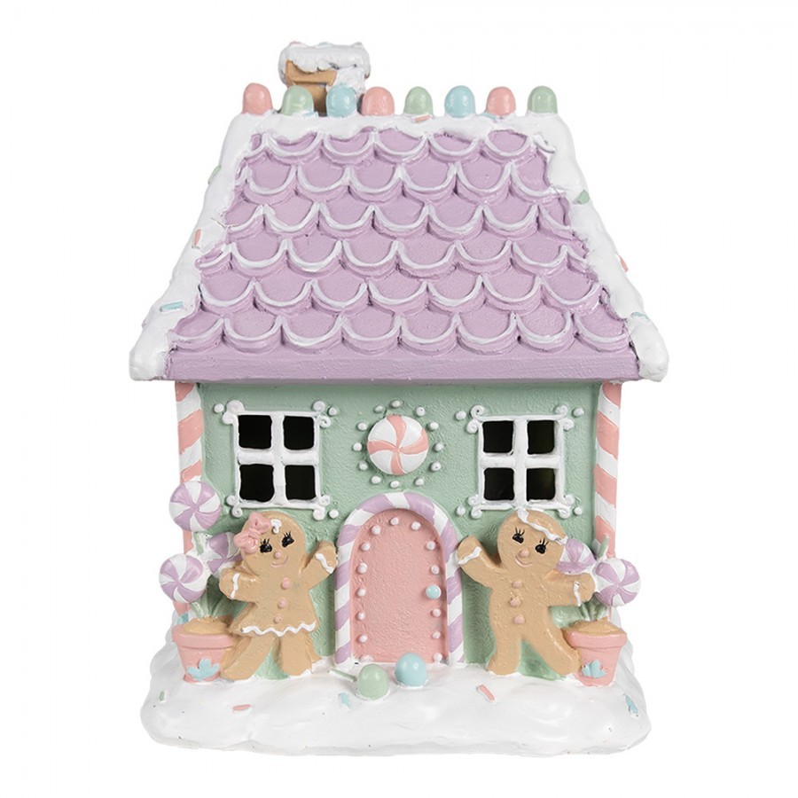 Zeleno-fialová perníková chaloupka Gingerbread House - 17*14*21 cm