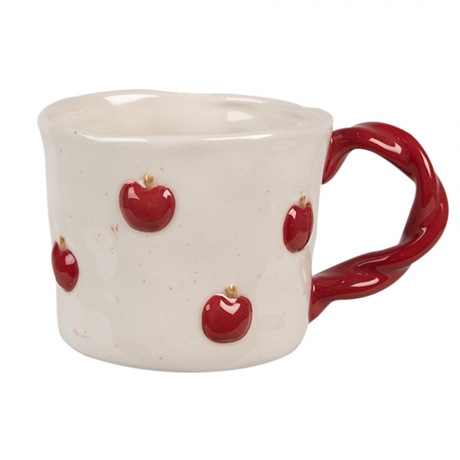 Béžový keramický hrnek s jablíčky Apples - 13*9*7 cm / 200 ml
