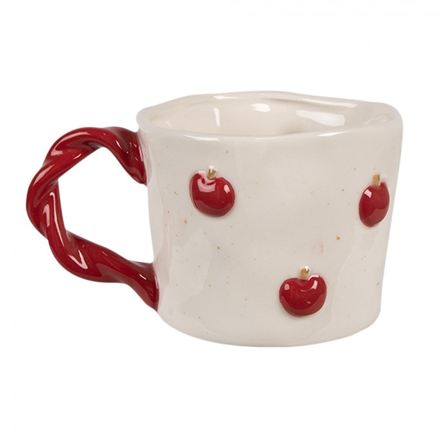 Béžový keramický hrnek s jablíčky Apples - 13*9*7 cm / 200 ml
