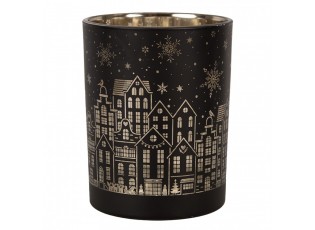 Tealight Holder Set Of 2 ? 9x10 / ? 10x12 Cm Black Glass Houses Tea-Light Holder - 10,00 cm