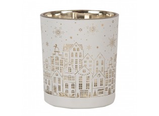 Tealight Holder Set Of 3 White Glass Houses - 10,00 cm