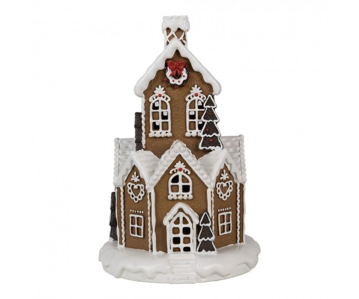 Hnědá svítící perníková chaloupka Gingerbread House - Ø 21*33 cm / 3*AAA