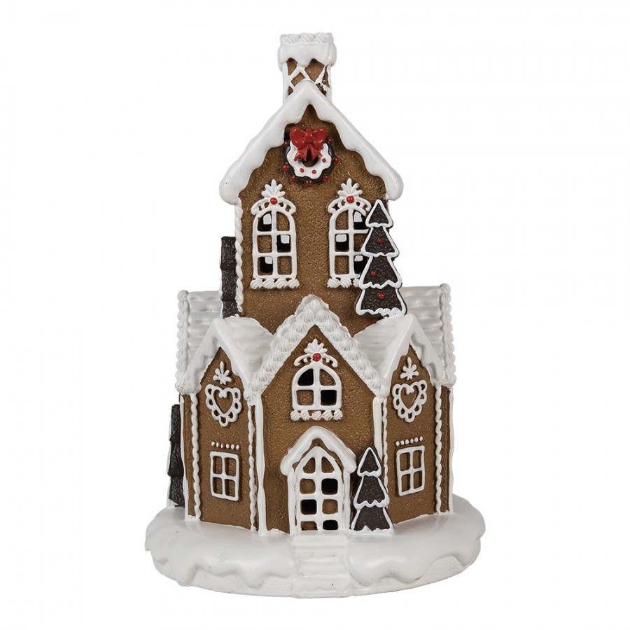 Hnědá svítící perníková chaloupka Gingerbread House - Ø 21*33 cm / 3*AAA