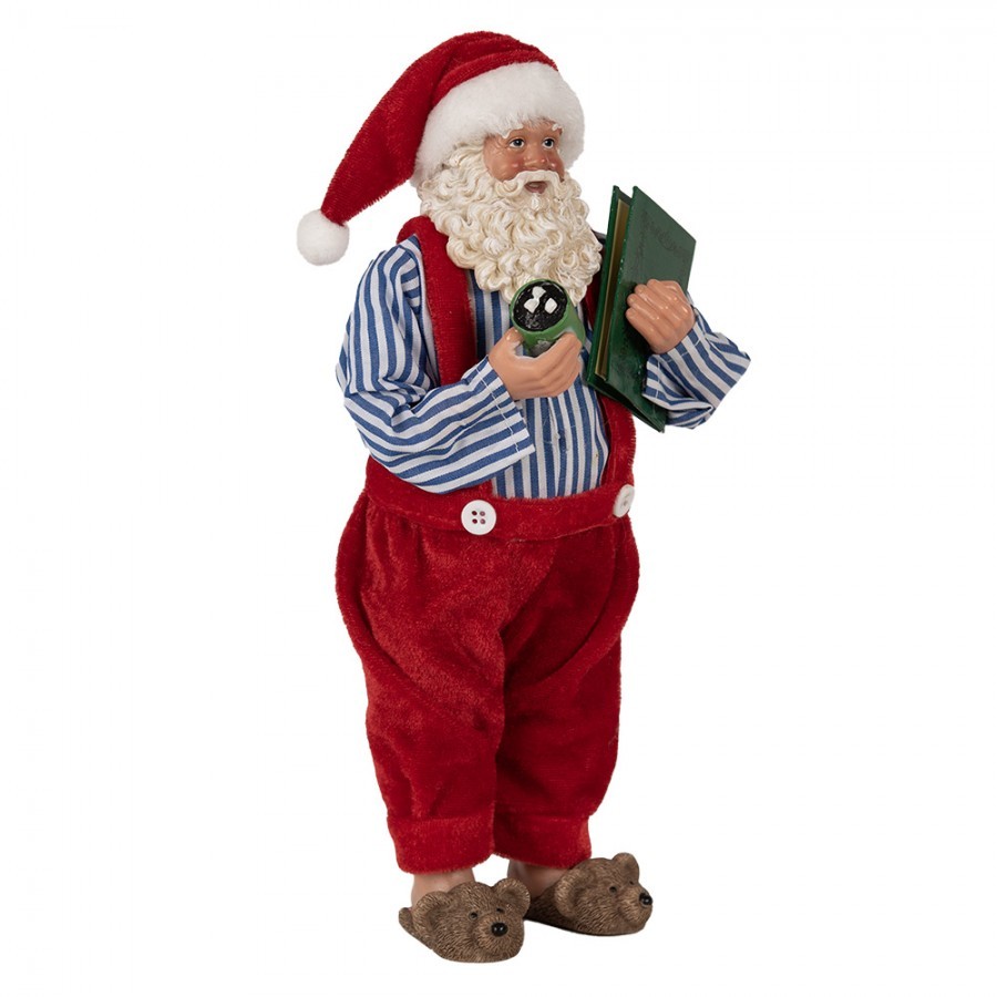 Vánoční dekorace taťka Santa Claus v bačkorkách a laclíkách - 13*10*27 cm
