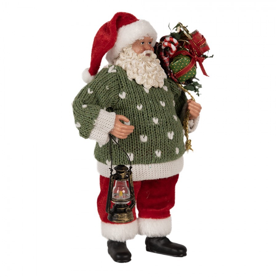 Vánoční dekorace Santa ve svetříku s dárky - 17*11*27 cm