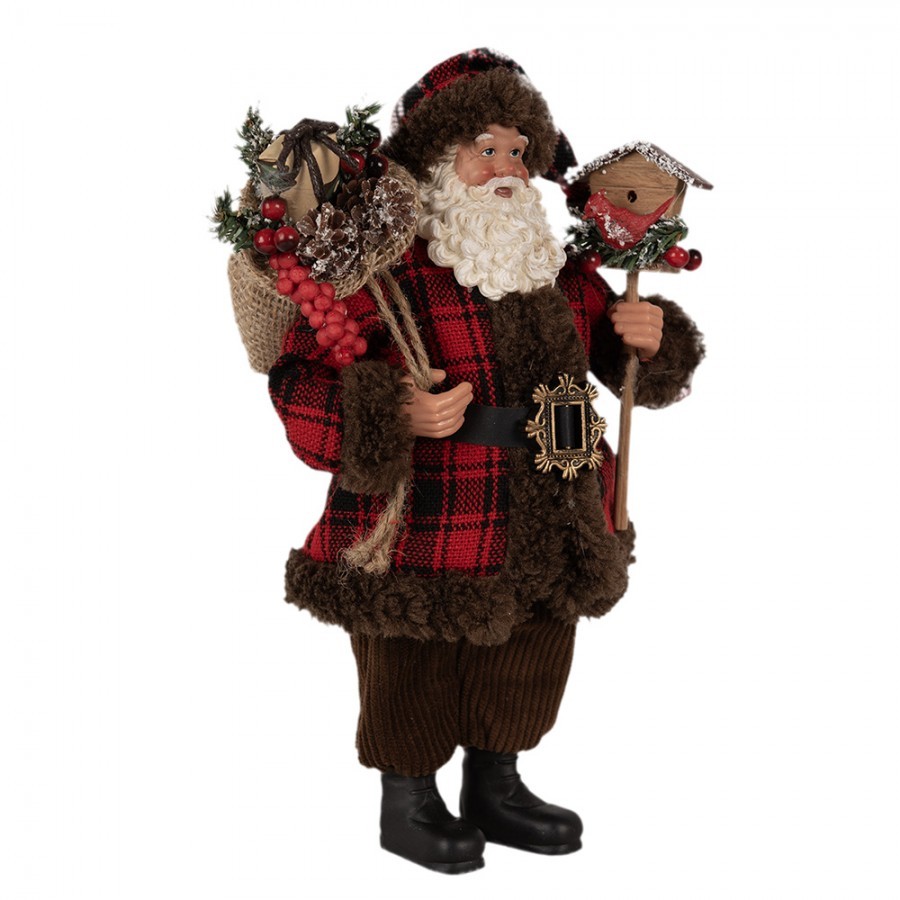 Vánoční dekorace taťka Santa Claus v kabátě s dárky - 18*10*27 cm