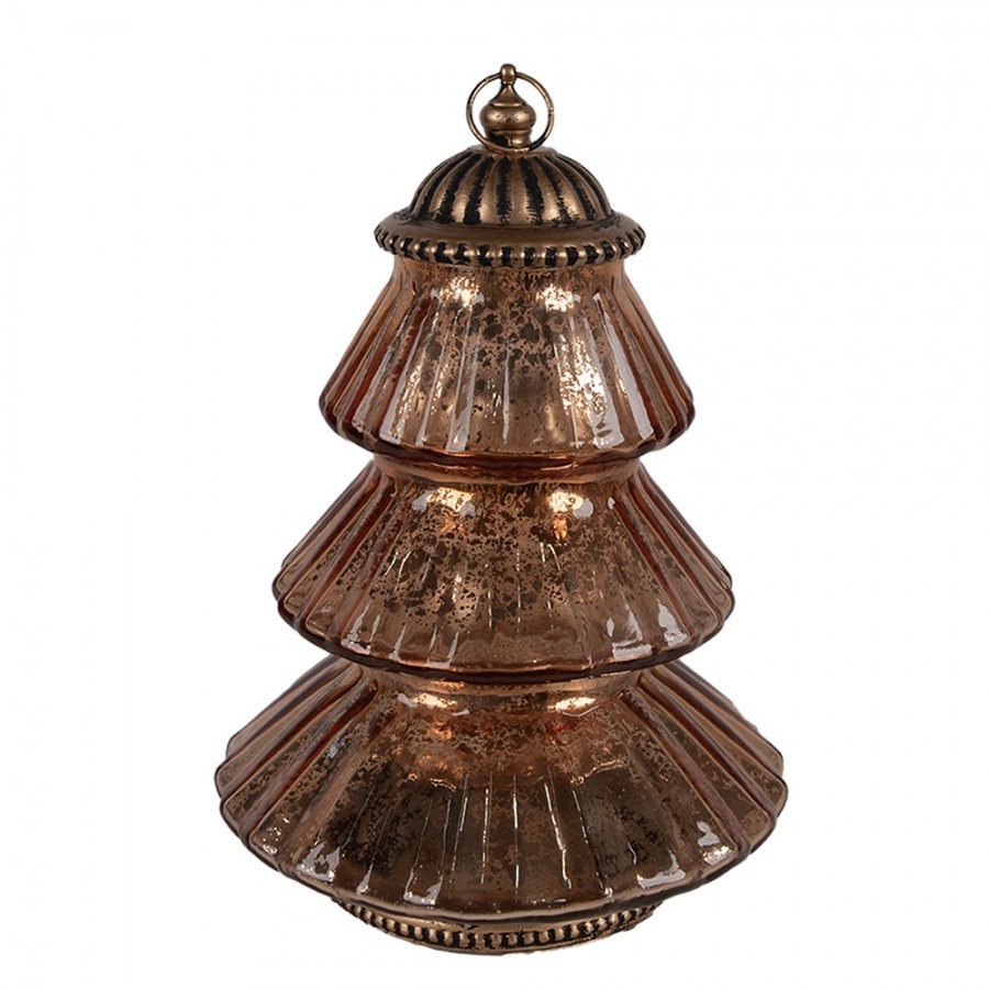 Christmas Decoration With LED Lighting ? 16x22 Cm Copper Colored Glass - 16,00 cm