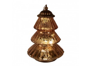 Christmas Decoration With LED Lighting ? 16x22 Cm Copper Colored Glass - 16,00 cm