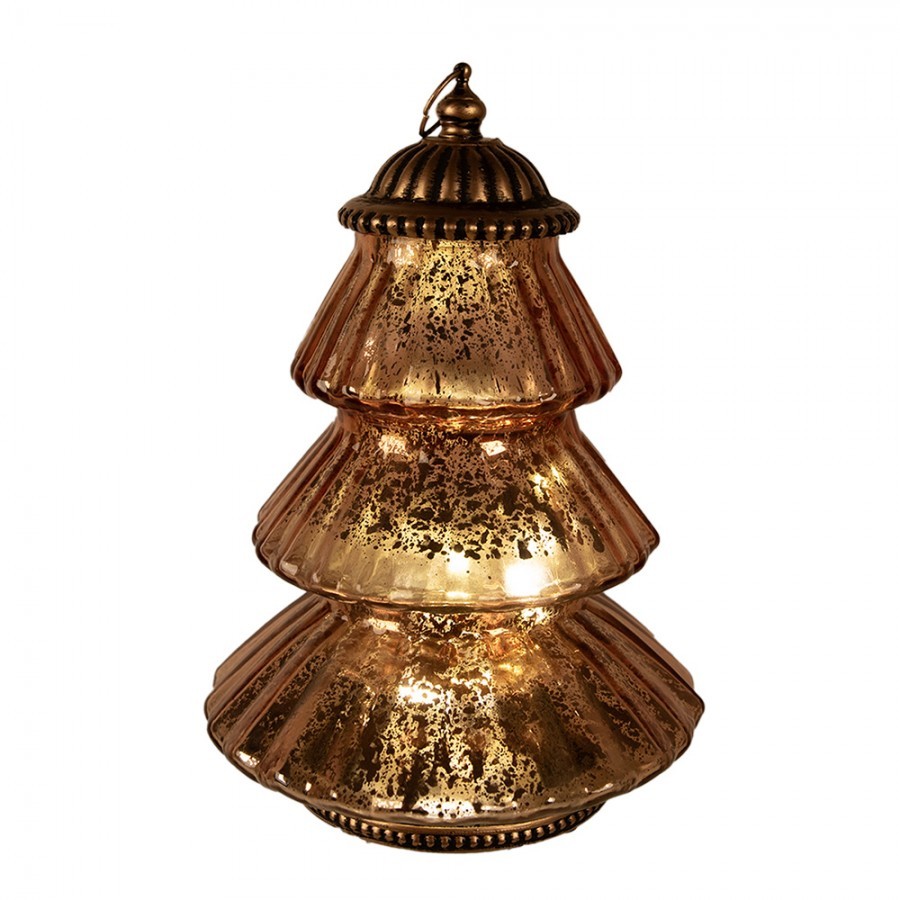 Christmas Decoration With LED Lighting ? 16x22 Cm Copper Colored Glass - 16,00 cm