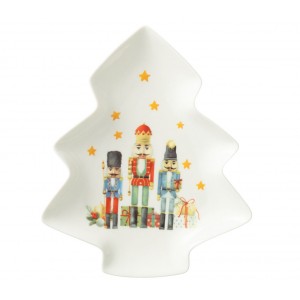Servírovací talíř stromek s Louskáčky Chris Nutc v dárkové krabičce - 25*21*3 cm 