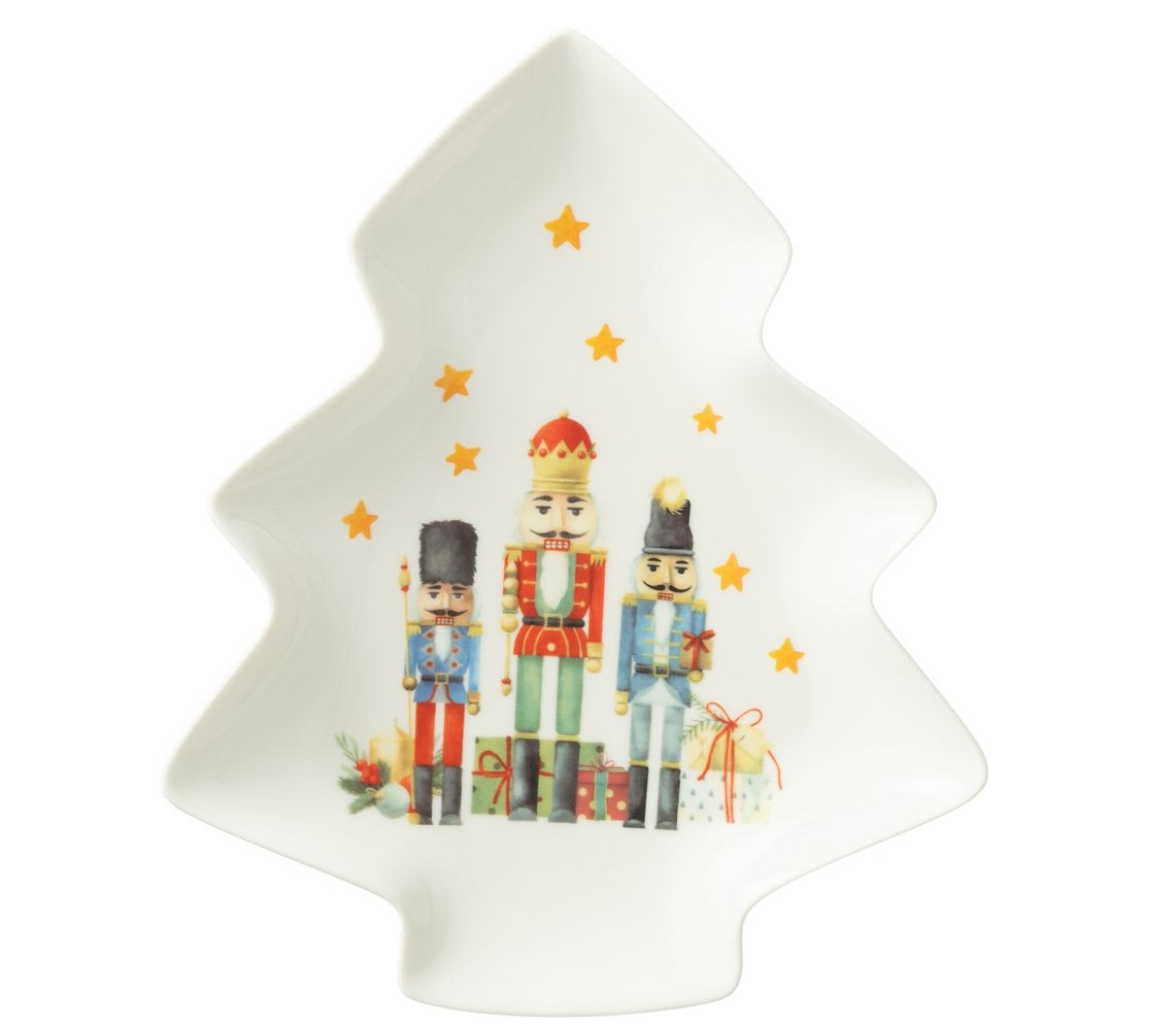 Servírovací talíř stromek s Louskáčky Chris Nutc v dárkové krabičce - 25*21*3 cm 