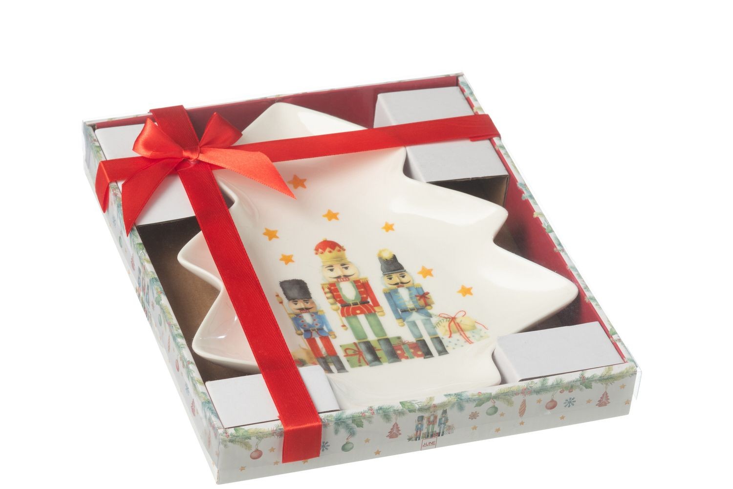 Servírovací talíř stromek s Louskáčky Chris Nutc v dárkové krabičce - 25*21*3 cm 