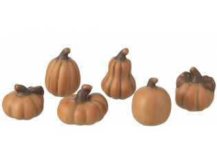 Set 6ks keramická oranžová dekorace dýně Pumpkin - 6*4*5 cm 