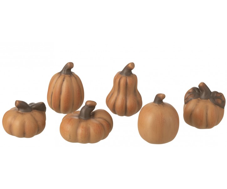 Set 6ks keramická oranžová dekorace dýně Pumpkin - 6*4*5 cm 