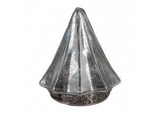 Christmas Decoration With LED Lighting Christmas Tree ? 14x16 Cm Silver Colored Glass - 14,00 cm