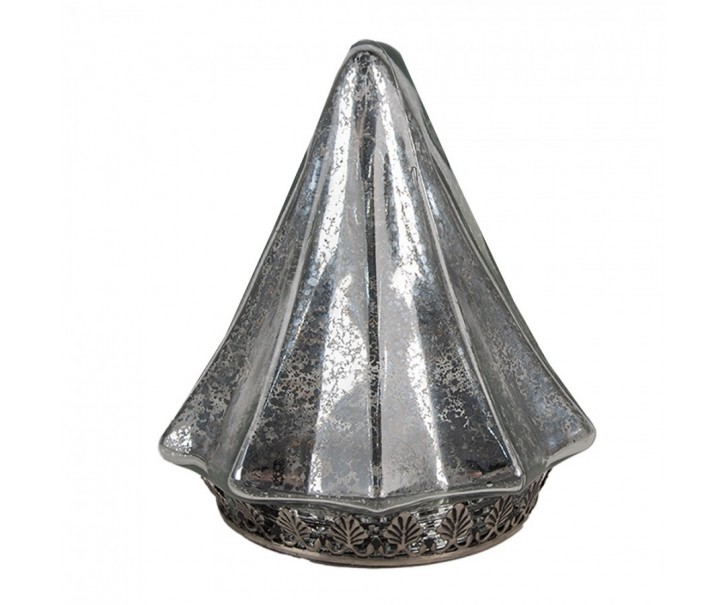 Christmas Decoration With LED Lighting Christmas Tree ? 14x16 Cm Silver Colored Glass - 14,00 cm Clayre & Eef