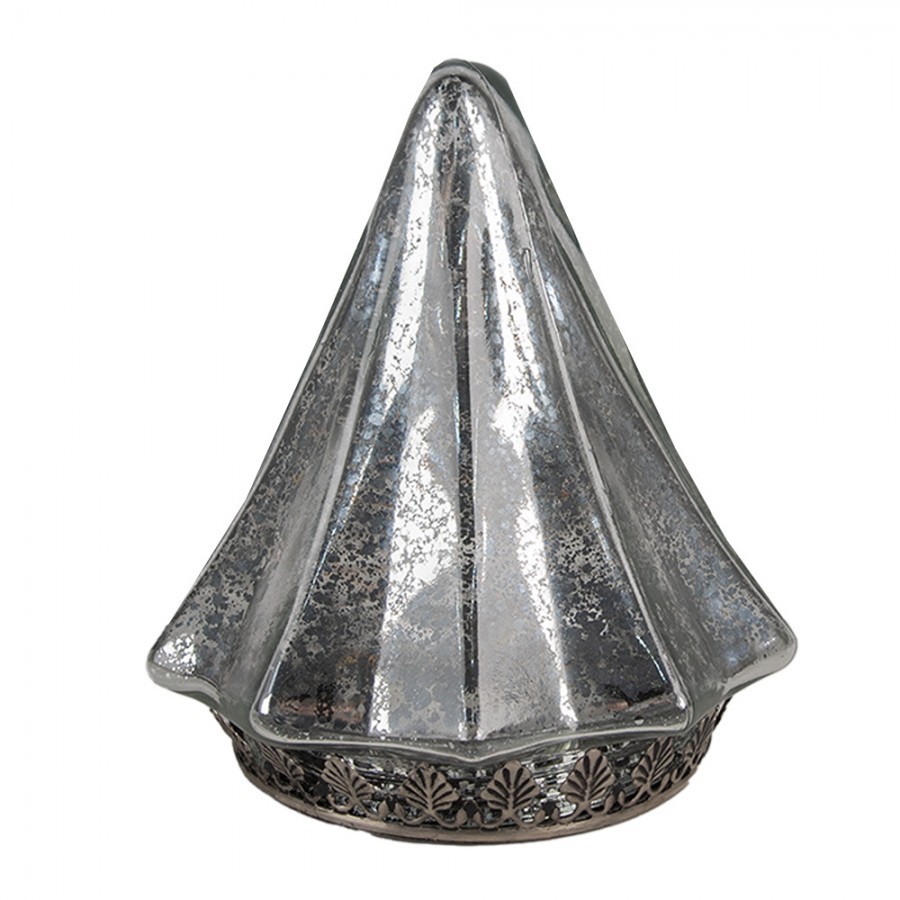 Christmas Decoration With LED Lighting Christmas Tree ? 14x16 Cm Silver Colored Glass - 14,00 cm