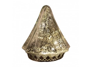 Christmas Decoration With LED Lighting Christmas Tree ? 14x16 Cm Silver Colored Glass - 14,00 cm