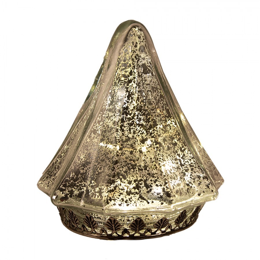 Christmas Decoration With LED Lighting Christmas Tree ? 14x16 Cm Silver Colored Glass - 14,00 cm