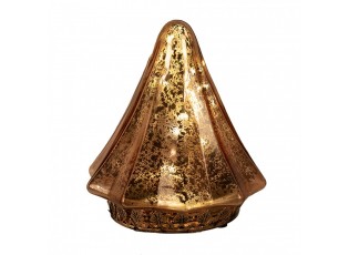 Christmas Decoration With LED Lighting Christmas Tree ? 14x16 Cm Copper Colored Glass - 14,00 cm