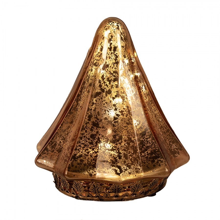 Christmas Decoration With LED Lighting Christmas Tree ? 14x16 Cm Copper Colored Glass - 14,00 cm