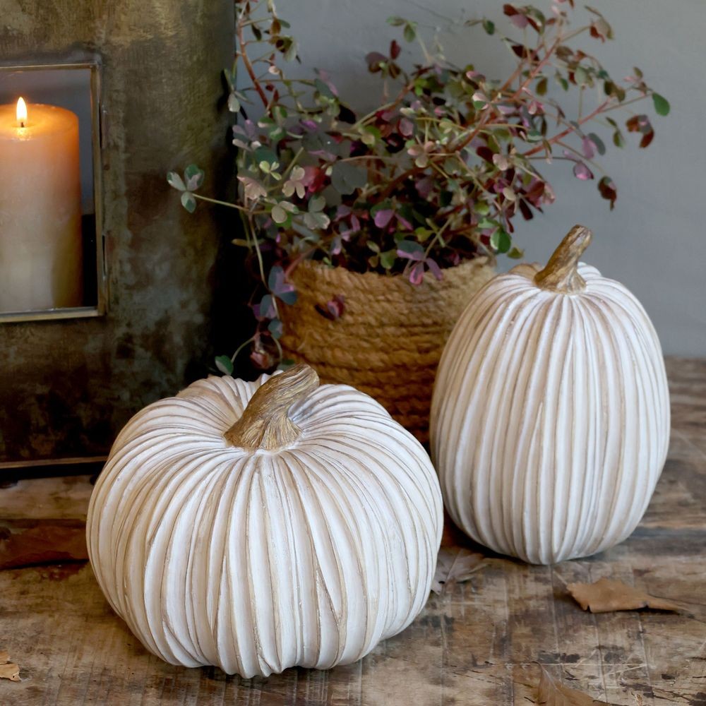 Béžová antik dekorace dýně Pumpkin latté - Ø 20*15 cm 