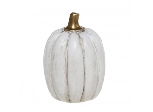 Bílá antik dekorace dýně Pumpkin gold - Ø 5*7 cm 