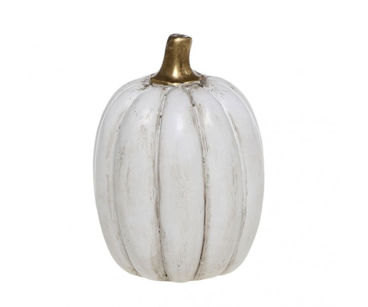 Bílá antik dekorace dýně Pumpkin gold - Ø 5*7 cm 