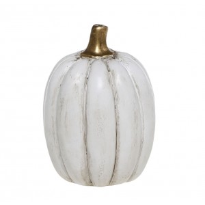 Bílá antik dekorace dýně Pumpkin gold - Ø 5*7 cm 