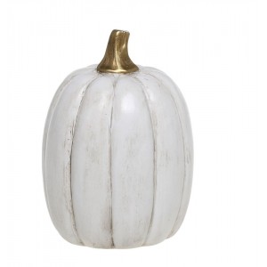 Bílá antik dekorace dýně Pumpkin gold - Ø 5*7 cm 