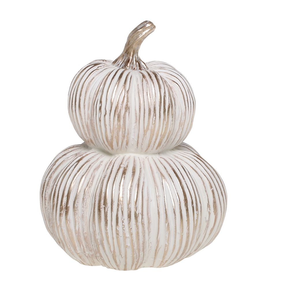 Béžovo-zlatá antik dekorace dýně Pumpkin gold - Ø 14*18 cm 