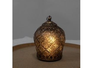 Hnědá skleněná svítící LED lucerna Balli - Ø 13*18 cm