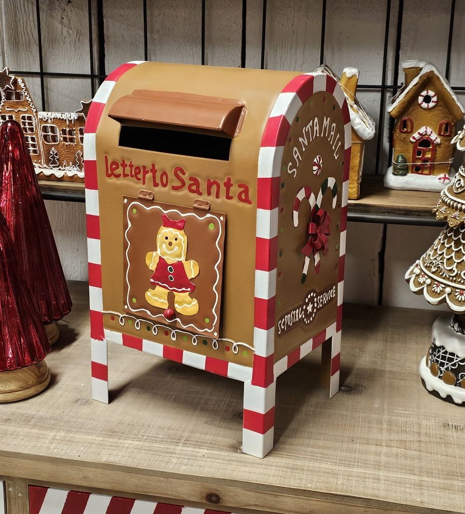 Hnědá kovová dekorační schránka Letter to Santa - 22*18*34 cm