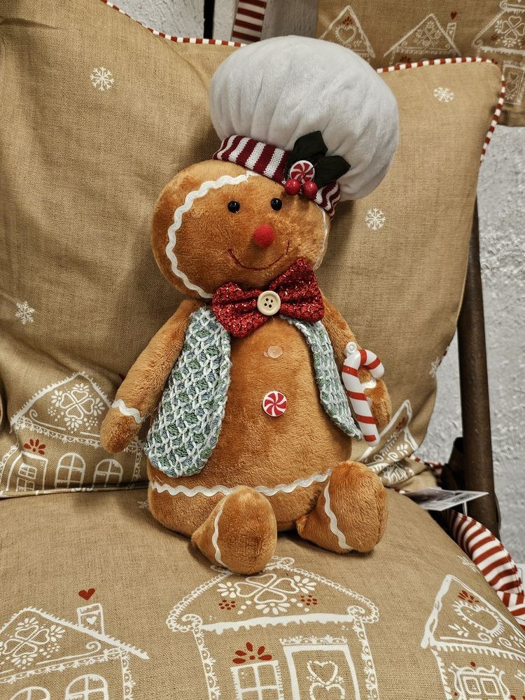 Hnědá vánoční plyšová dekorace Perníček Gingerbread - 19*14*35 cm