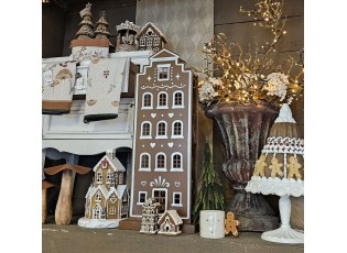 Hnědá svítící perníková chaloupka Gingerbread House - Ø 21*33 cm / 3*AAA