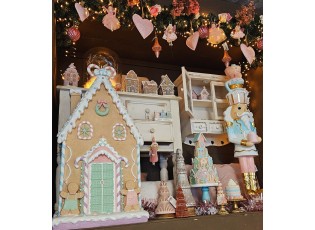 Perníková veliká dekorace chaloupky a perníčků Gingerbread House - 50*15*93 cm