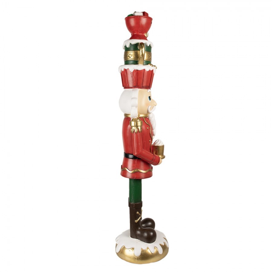 Červená dekorace Louskáček Nutcracker se šálky - 30*28*120 cm