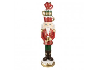 Červená dekorace Louskáček Nutcracker se šálky - 30*28*120 cm