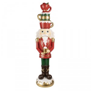Červená dekorace Louskáček Nutcracker se šálky - 30*28*120 cm