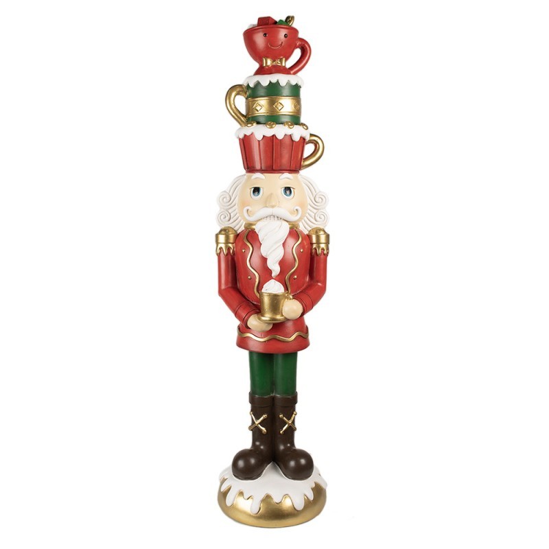 Červená dekorace Louskáček Nutcracker se šálky - 30*28*120 cm