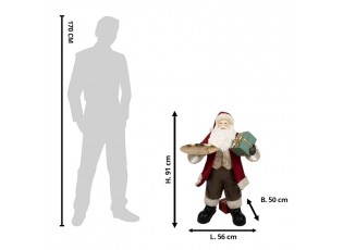 Vánoční dekorace socha Santa Claus s podnosem a dárkem - 56*50*91 cm